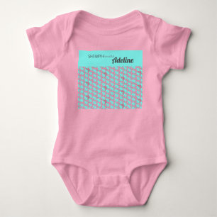 SHRIMPLY Beautiful Pattern Teal Pink Personalized Baby Bodysuit