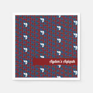 SHRIMPLY Blue Red Pattern, Aqiqah Baby Boy Shower Napkin