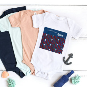 SHRIMPLY Funtastic Retro Pattern Red Blue Custom Baby Bodysuit