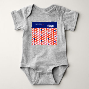 SHRIMPLY Kawaii Retro White Orange Personalised Baby Bodysuit
