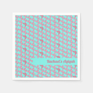 SHRIMPLY Pink Teal Pattern, Aqiqah Baby Shower Napkin