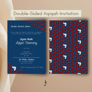 SHRIMPLY Retro Blue Red, Aqiqah Baby Shower Invitation