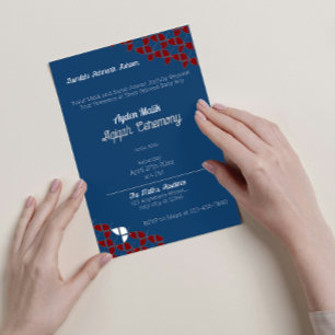 SHRIMPLY Retro Blue Red, Aqiqah Baby Shower Invitation