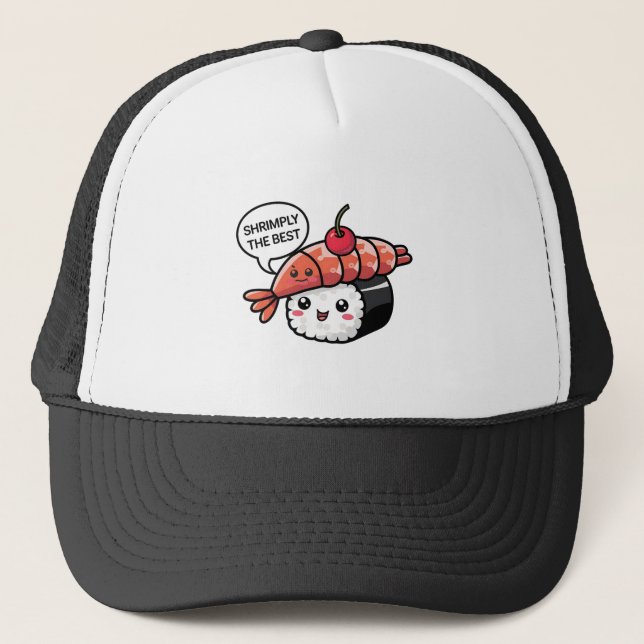 shrimply the best kawaii sushi trucker hat (Front)