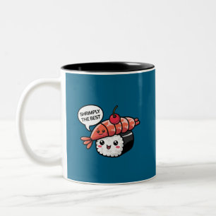 shrimply the best kawaii sushi Two-Tone coffee mug