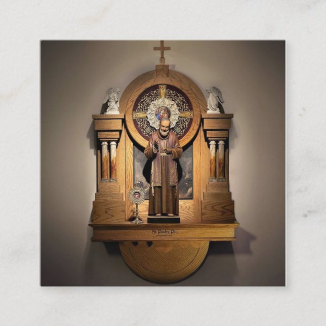 Shrine of St. Padre Pio Holy Cards, Kenosha, WI Square Business Card (Front)