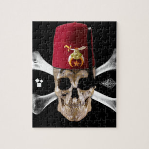 Shriner Masonic  Skull and Bones with Fez Jigsaw Puzzle