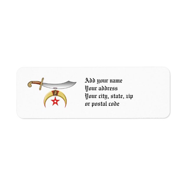 Shriners Label Return Address Label (Front)