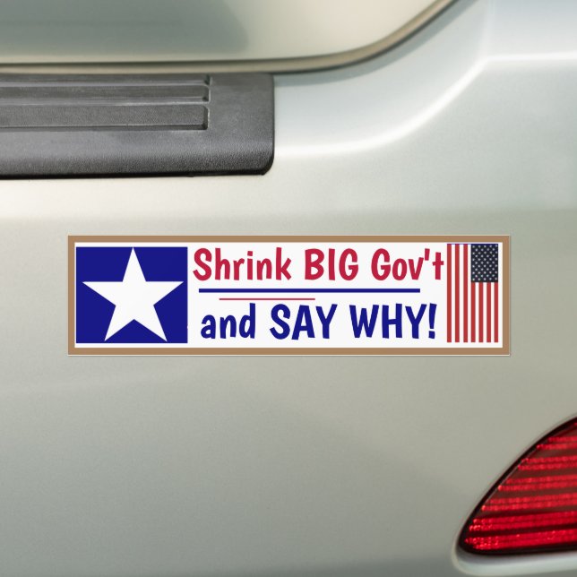 Shrink Big Gov't and SAY WHY! Bumper Sticker (On Car)