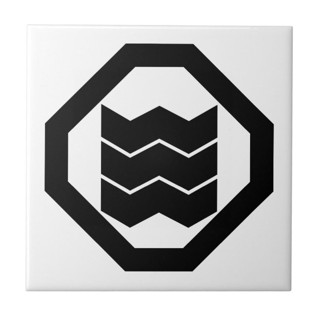 Shrinkage-shaped Kanji for three in Oshiki Ceramic Tile (Front)