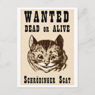 Shrodinger’s cat wanted poster postcard