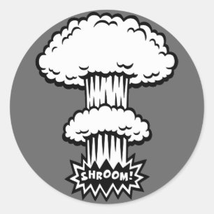 SHROOM! -b/w Classic Round Sticker