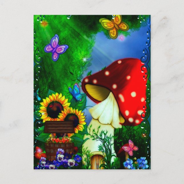 Shroom Gully Whimsical Fantasy Art Postcard (Front)