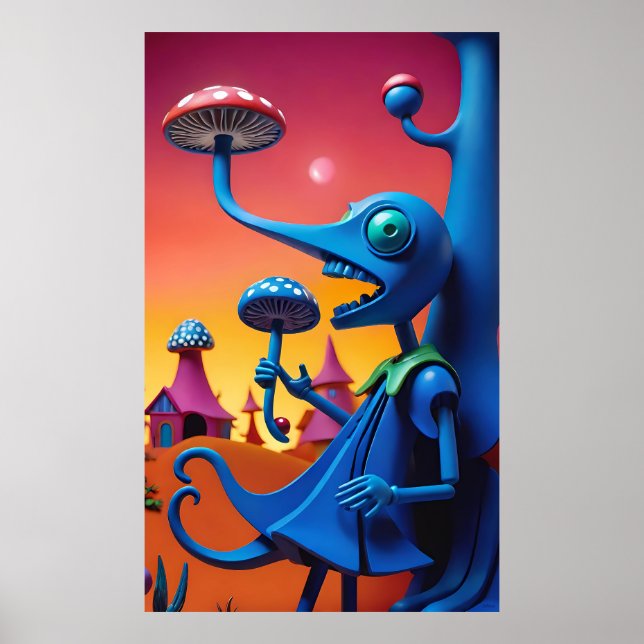 Shroomin' 'n' Bloom'n - Ken Gauge Surreal Art Poster (Front)