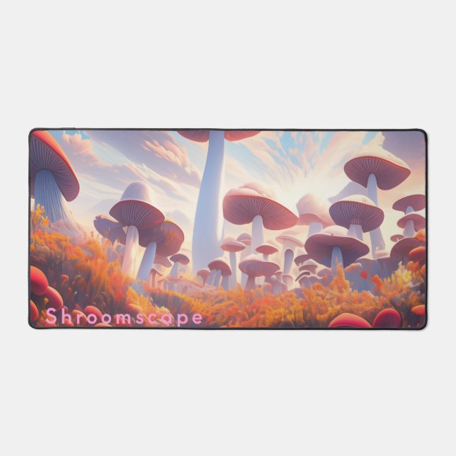 Shroomscape Whimsical Mushroom Field Desk Mat (Front)