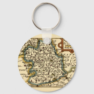 Shropshire County England Old Antiquarian Map Key Ring
