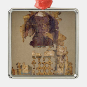Shroud depicting a woman holding an ankh metal tree decoration