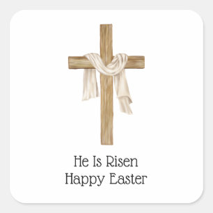 Shroud of Turin Easter Cross Religious Christian Square Sticker