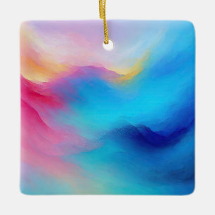 “Shroudglen” Pink and Blue Landscape Seascape.  Ceramic Ornament
