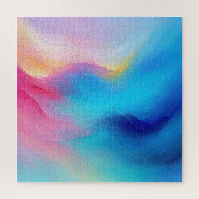 “Shroudglen” Pink and Blue Landscape Seascape.  Jigsaw Puzzle (Vertical)