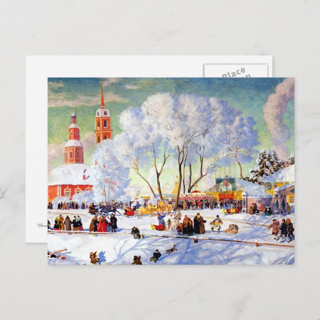 "Shrovetide" by Boris Kustodiev,Fine Art Postcard (Front/Back)