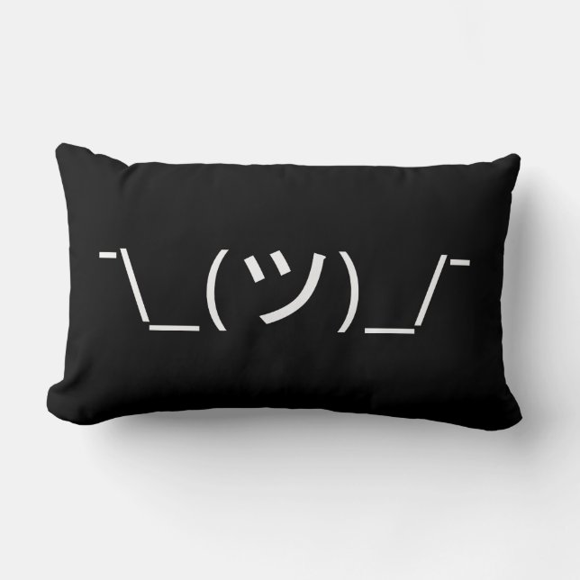 Shrug Emoticon ¯\_(ツ)_/¯ Japanese Kaomoji Lumbar Cushion (Front)