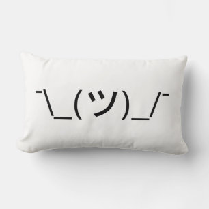 Shrug Emoticon ¯\_(ツ)_/¯ Japanese Kaomoji Lumbar Cushion