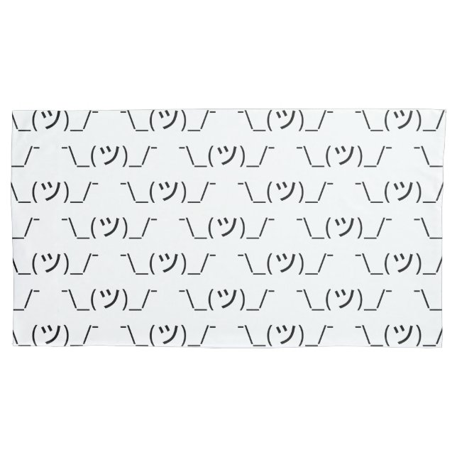 Shrug Emoticon ¯\_(ツ)_/¯ Japanese Kaomoji Pillowcase (Front-Left)