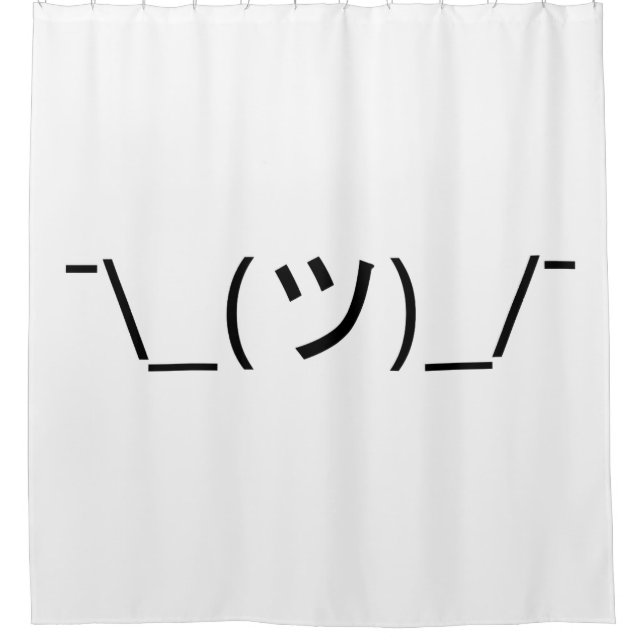Shrug Emoticon ¯\_(ツ)_/¯ Japanese Kaomoji Shower Curtain (Front)