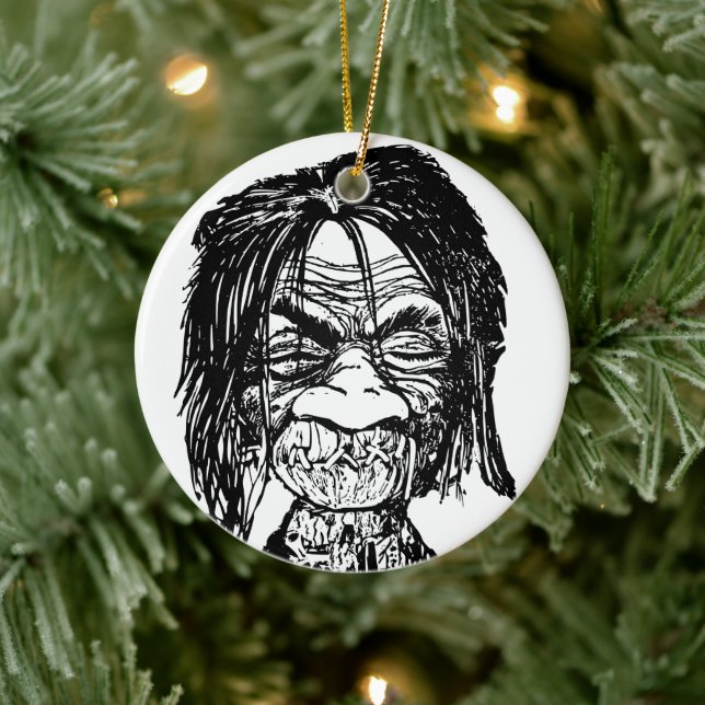 Shrunken head ceramic ornament (Tree)
