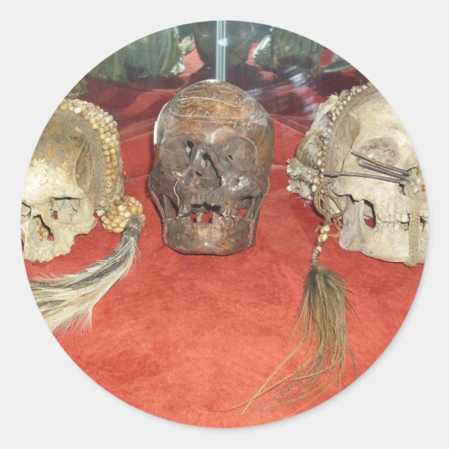 Shrunken Heads Voodoo Display Classic Round Sticker (Front)