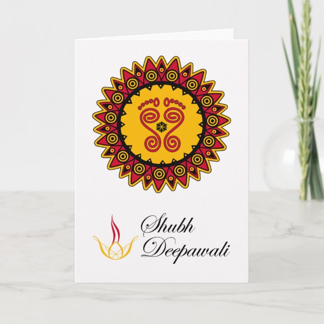 Shubh Deepawali, Diwali, Lakshmi's Footprints Card (Front)