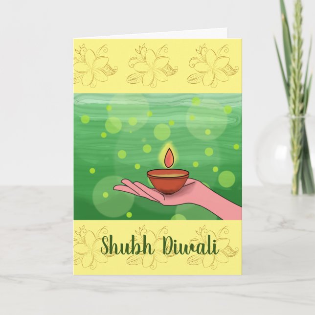 Shubh Diwali Folded Greeting Card/Holiday Card (Front)