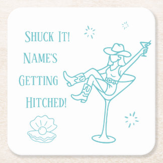 Shuck It! Coastal Cowgirl Bachelorette Napkins Square Paper Coaster