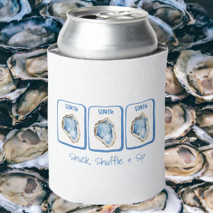 Shuck, Shuffle & Sip Oyster Mahjong Coastal Custom Can Cooler