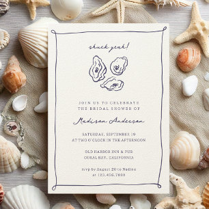 Shuck Yeah Oysters Nautical Blue Bridal Shower Invitation