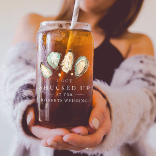 Shucked Up   Coastal Oyster Wedding Favour Can Glass