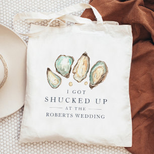 Shucked Up   Coastal Oyster Wedding Favour Tote Bag
