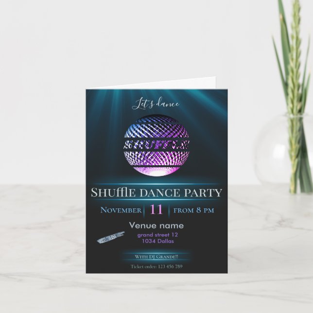 Shuffle dance party invitation  (Front)