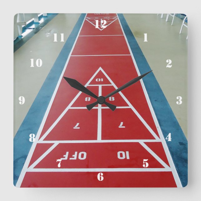 Shuffleboard on Board Square Wall Clock (Front)