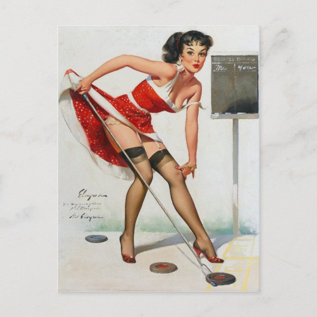 Shuffleboard Pin Up Postcard (Front)