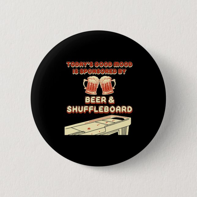 Shuffleboard Player Beer  6 Cm Round Badge (Front)