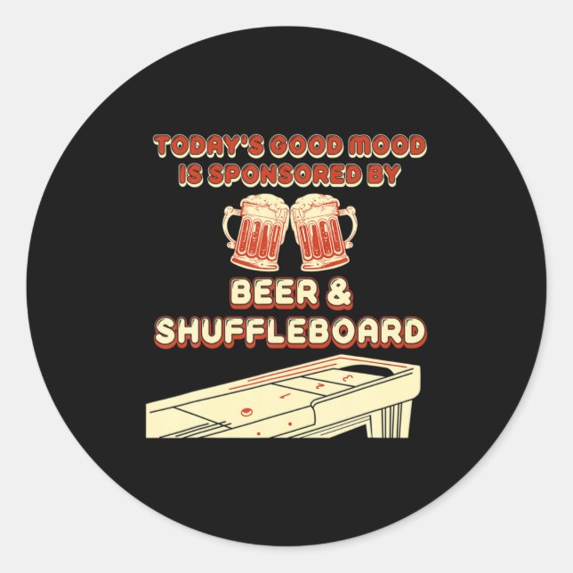 Shuffleboard Player Beer  Classic Round Sticker (Front)