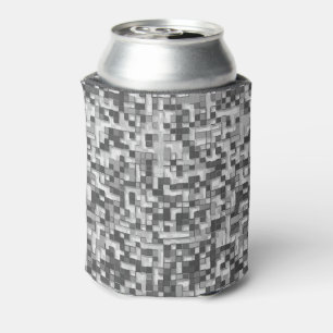 Shuffled mini squares in tones of grey to clear can cooler