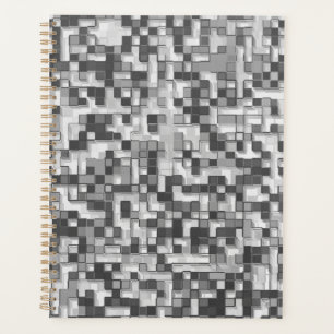Shuffled small squares in tones of grey to clear planner