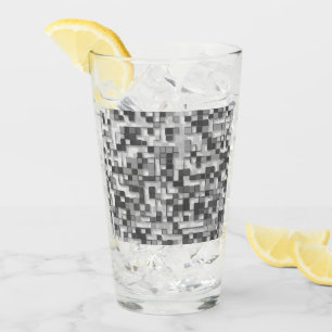 Shuffled small squares, tones of grey go to clear glass