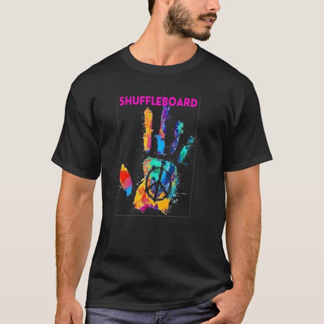 Shuffling Your Way To Peace Shuffleboard T-Shirt (Front)