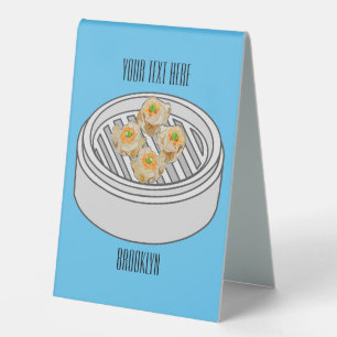 Shumai dim sum cartoon illustration