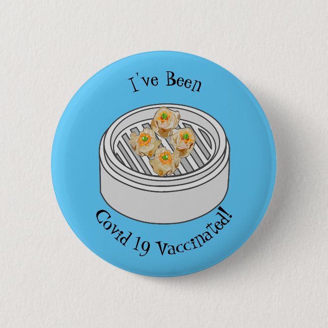 Shumai dim sum cartoon illustration 6 cm round badge (Front)
