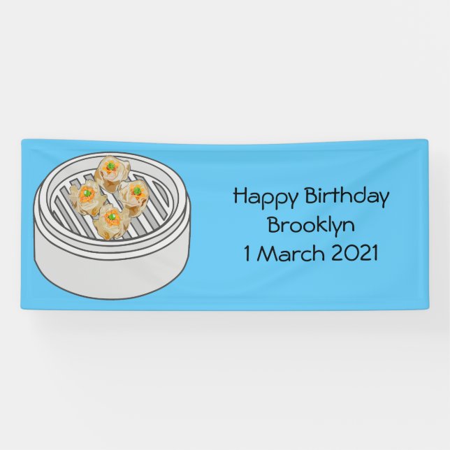 Shumai dim sum cartoon illustration banner (Horizontal)